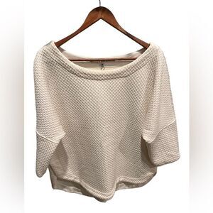 Max Studio Women's M Cream Waffle Knit Scoop Neck Tunic Top